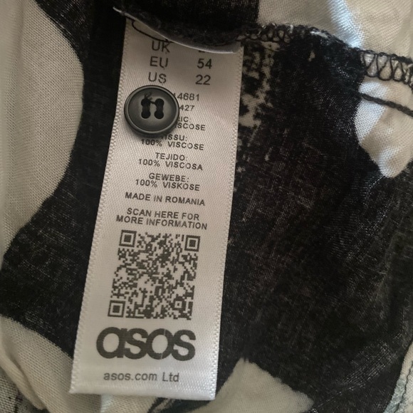 ASOS paint brush stroke patterned button down black and white top - Picture 4 of 5